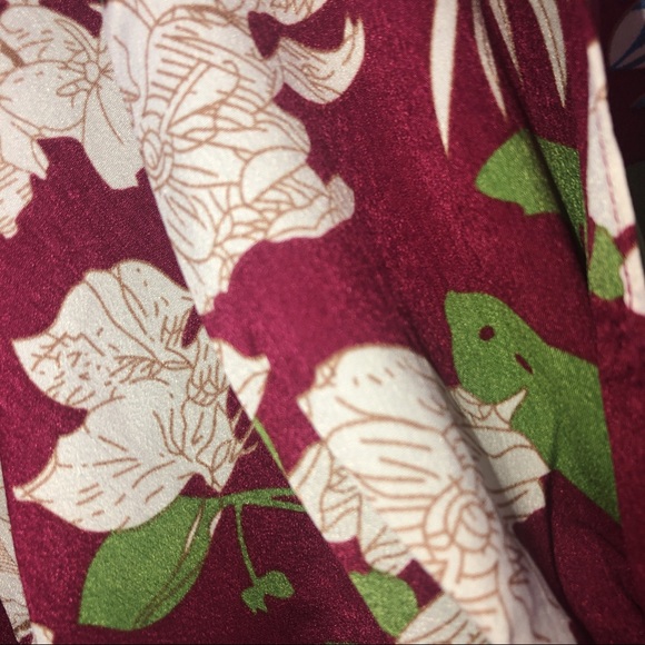 Wine Floral Plunging Tie-Front Bell Sleeve Romper - Picture 6 of 6